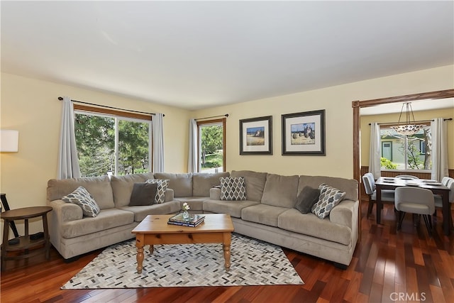 27513 St Bernard Ln, Lake Arrowhead, CA 92352 - living room featuring dark wood-type flooring
