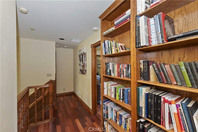 27513 St Bernard Ln, Lake Arrowhead, CA 92352 - hallway featuring wood finished floors and baseboards
