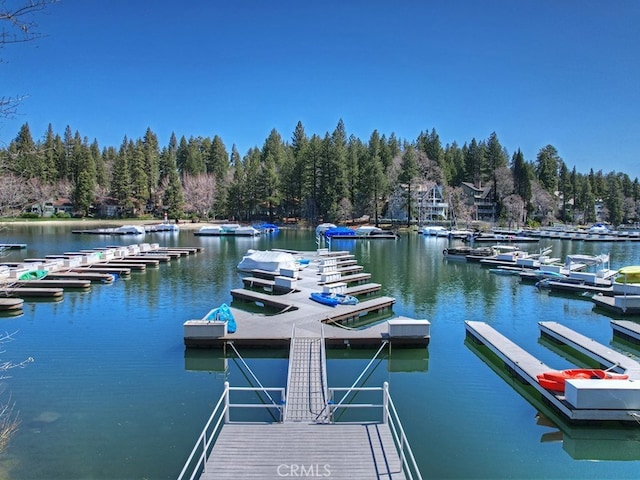 27513 St Bernard Ln, Lake Arrowhead, CA 92352 - dock area featuring a water view and a view of trees