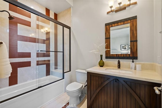 18 Dovetail Ln, Bradbury, CA 91008 - bathroom featuring toilet, enclosed tub / shower combo, vanity, and tile patterned floors