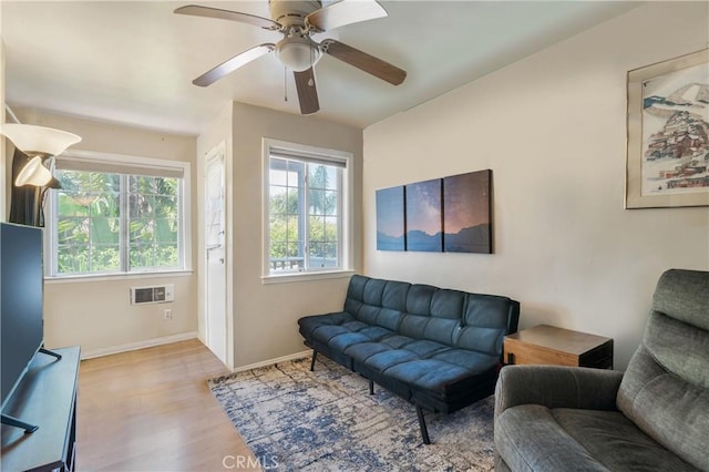 2707 S El Camino Real, San Clemente, CA 92672 - living area with wood finished floors, baseboards, and a ceiling fan
