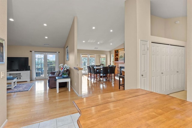13311 Hillstar Ln, Valley Center, CA 92082 - entrance foyer featuring vaulted ceiling, light tile patterned floors, french doors, and recessed lighting