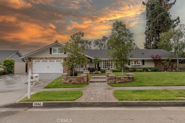1448 W Domingo Rd, Fullerton, CA 92833 - view of front of home with driveway, a front lawn, and a garage