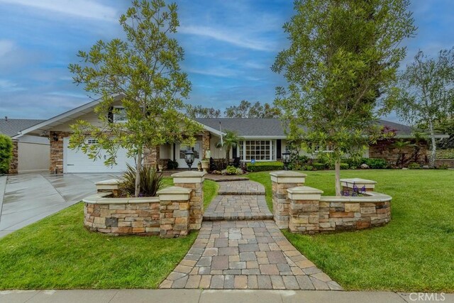 1448 W Domingo Rd, Fullerton, CA 92833 - ranch-style home with driveway, an attached garage, and a front yard