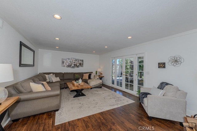 1448 W Domingo Rd, Fullerton, CA 92833 - living room with crown molding, wood finished floors, recessed lighting, and baseboards