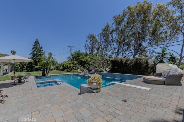 1448 W Domingo Rd, Fullerton, CA 92833 - view of swimming pool featuring a patio area and a pool with connected hot tub