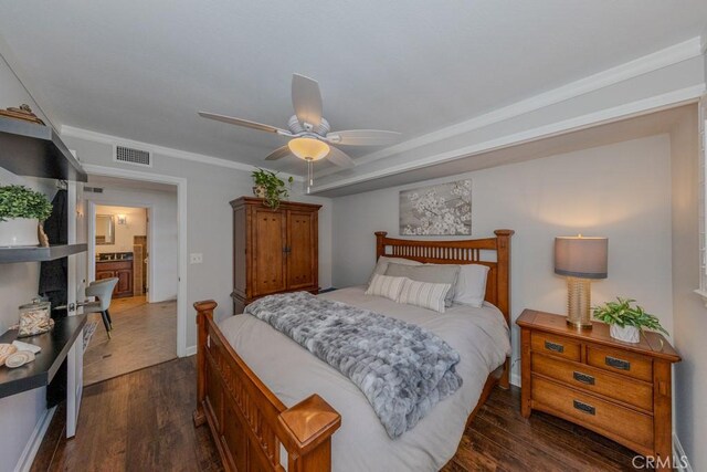 1448 W Domingo Rd, Fullerton, CA 92833 - bedroom featuring dark wood-type flooring, ceiling fan, and baseboards