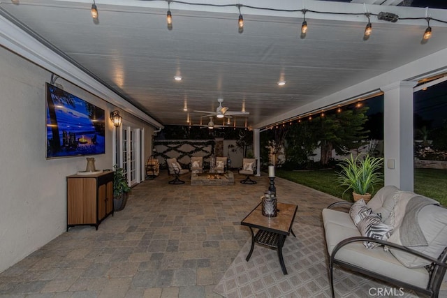 1448 W Domingo Rd, Fullerton, CA 92833 - view of patio featuring french doors, an outdoor living space, and ceiling fan