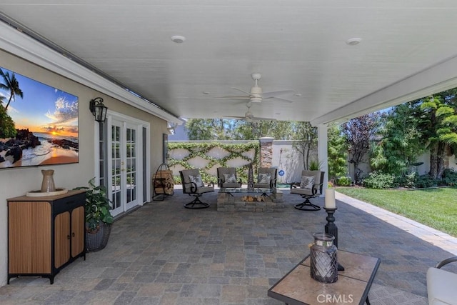 1448 W Domingo Rd, Fullerton, CA 92833 - view of patio / terrace featuring french doors and ceiling fan