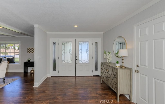 1448 W Domingo Rd, Fullerton, CA 92833 - entryway featuring dark wood-style floors, crown molding, baseboards, and recessed lighting