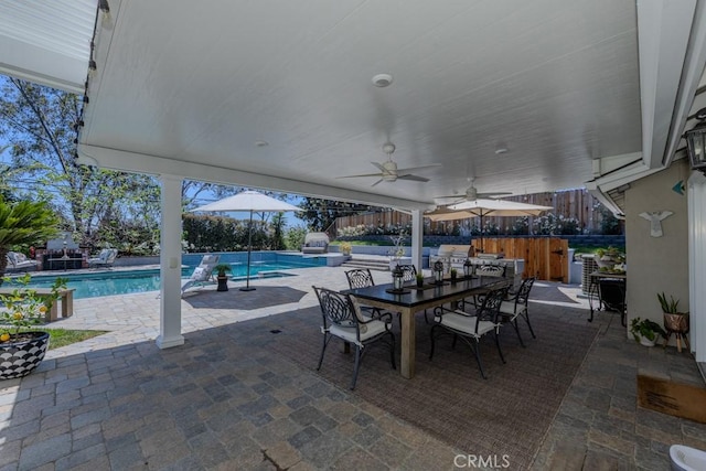 1448 W Domingo Rd, Fullerton, CA 92833 - view of patio / terrace featuring outdoor dining area, ceiling fan, and area for grilling