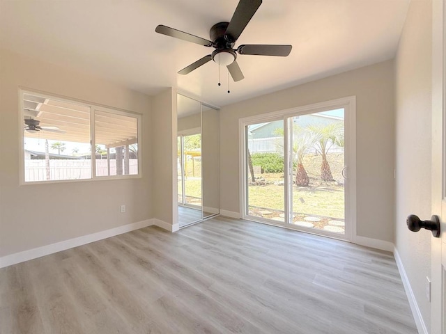 9944 Donner St, Santee, CA 92071 - unfurnished room featuring baseboards, light wood-type flooring, and ceiling fan