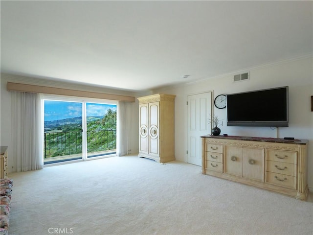 30915 Oceangrove Dr, Rancho Palos Verdes, CA 90275 - living room with light carpet and ornamental molding