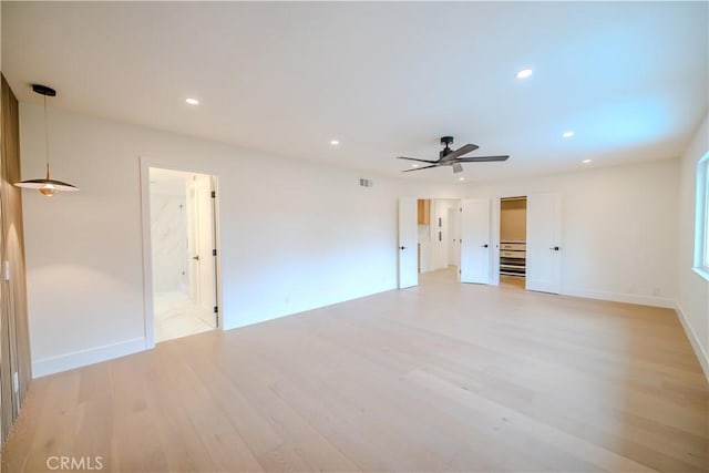 24701 Sarah Ln, Lake Forest, CA 92630 - spare room featuring light wood finished floors, recessed lighting, ceiling fan, and baseboards