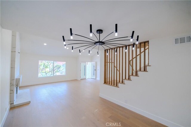 24701 Sarah Ln, Lake Forest, CA 92630 - interior space featuring light wood-style floors, a chandelier, baseboards, and recessed lighting