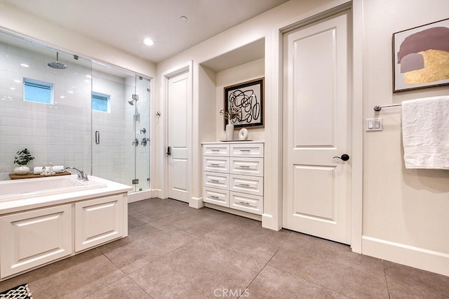 47 Cielo Azul, Mission Viejo, CA 92692 - bathroom with a shower stall, tile patterned floors, and a garden tub