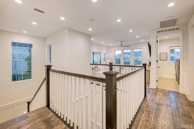 47 Cielo Azul, Mission Viejo, CA 92692 - hallway featuring an upstairs landing, recessed lighting, and dark wood finished floors