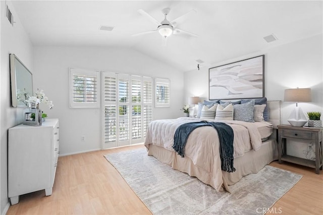 2 Chestnut Dr, Aliso Viejo, CA 92656 - bedroom with light wood-style floors, lofted ceiling, baseboards, and a ceiling fan