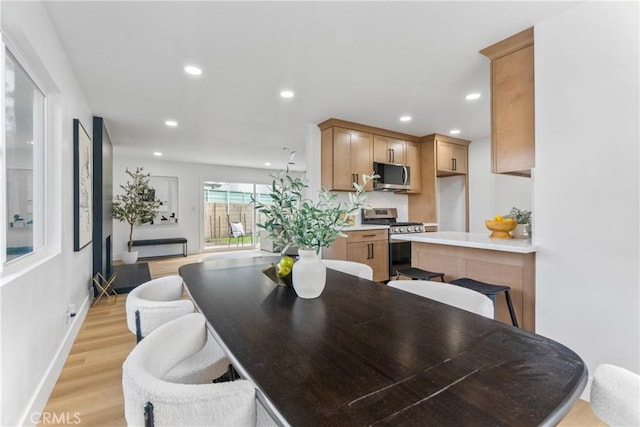 109 Loyola, Seal Beach, CA 90740 - dining space with light wood-type flooring, recessed lighting, and baseboards