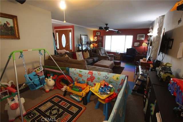 2026 Mirasol, North Tustin, CA 92705 - living area with a ceiling fan and carpet