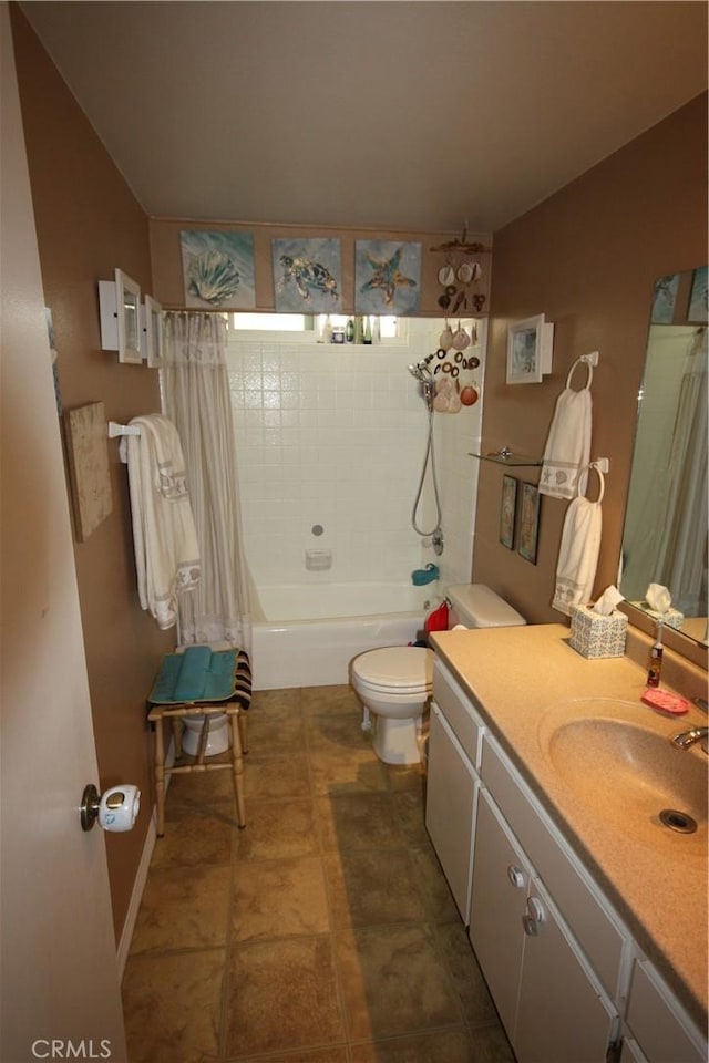 2026 Mirasol, North Tustin, CA 92705 - full bathroom featuring toilet, shower / bathtub combination with curtain, and vanity