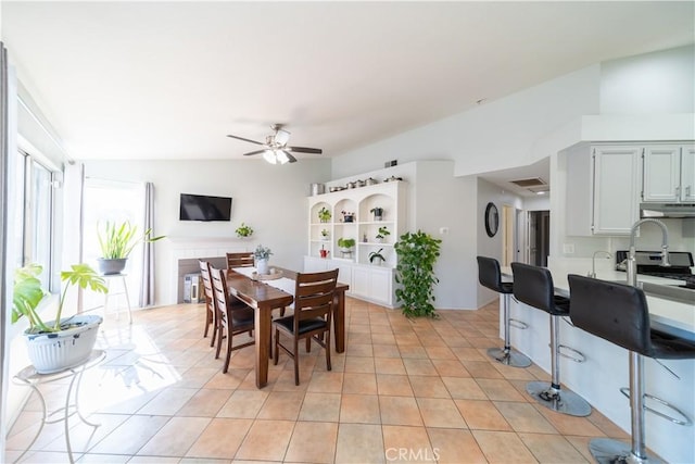 16395 Cuyama Way, Apple Valley, CA 92307 - dining room with a ceiling fan and light tile patterned floors