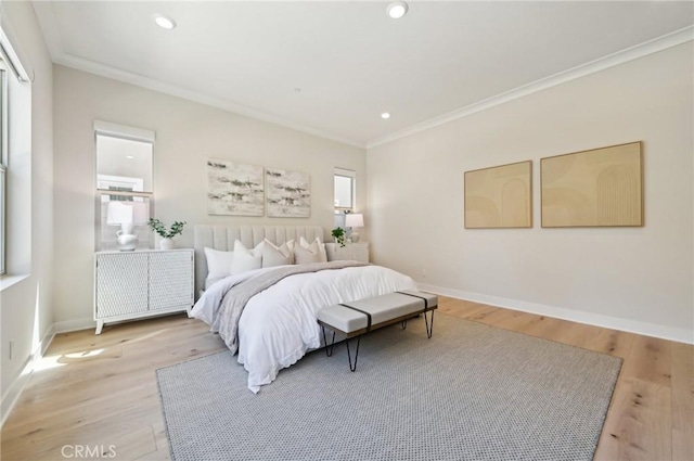 56 Chasma, Irvine, CA 92618 - bedroom featuring ornamental molding, recessed lighting, light wood-type flooring, baseboards, and radiator heating unit