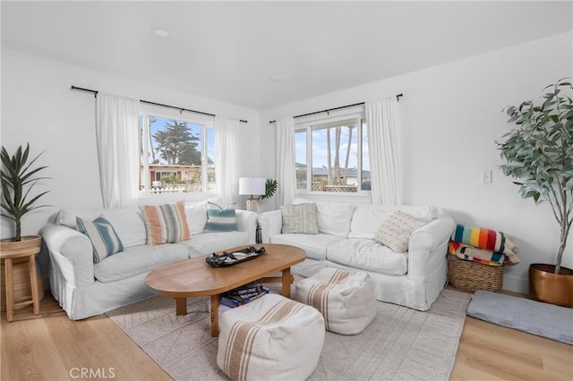 living room with light wood-style flooring