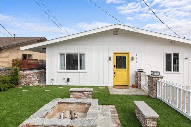 bungalow with board and batten siding