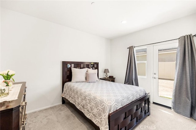 29628 Dotted Mint, Winchester, CA 92596 - bedroom featuring light carpet, baseboards, recessed lighting, and access to outside