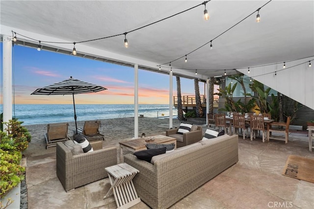 35581 Beach Rd, Dana Point, CA 92624 - view of patio featuring outdoor lounge area and view of water and beach
