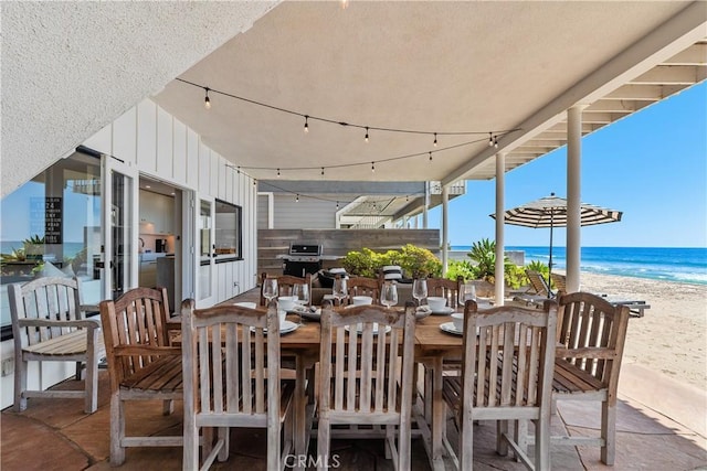 35581 Beach Rd, Dana Point, CA 92624 - view of patio / terrace featuring view of water and beach