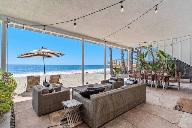 35581 Beach Rd, Dana Point, CA 92624 - view of patio / terrace featuring an outdoor hangout area and view of water and beach