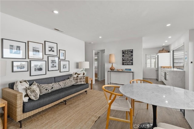 35581 Beach Rd, Dana Point, CA 92624 - living room featuring wood finished floors, recessed lighting, and baseboards