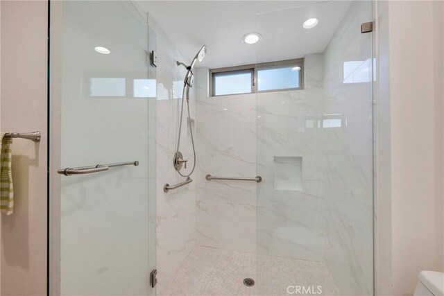 5110 Via Donaldo, Yorba Linda, CA 92886 - bathroom featuring toilet and a marble finish shower