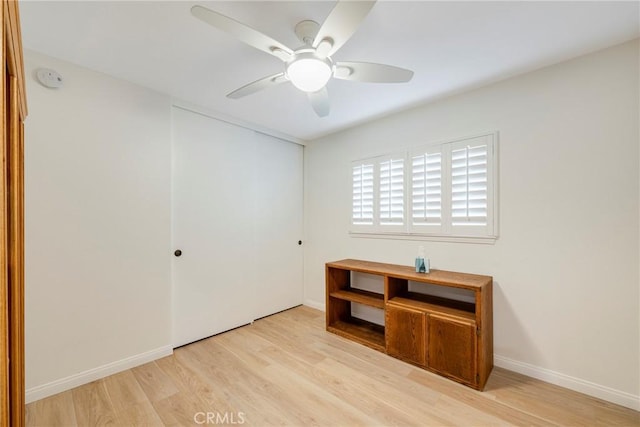5110 Via Donaldo, Yorba Linda, CA 92886 - unfurnished bedroom with a closet, light wood finished floors, baseboards, and ceiling fan