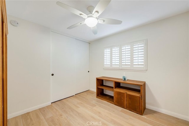 5110 Via Donaldo, Yorba Linda, CA 92886 - unfurnished bedroom with a closet, light wood-style flooring, baseboards, and a ceiling fan