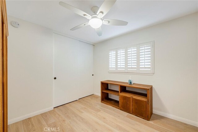5110 Via Donaldo, Yorba Linda, CA 92886 - unfurnished bedroom featuring a closet, light wood-style flooring, and a ceiling fan