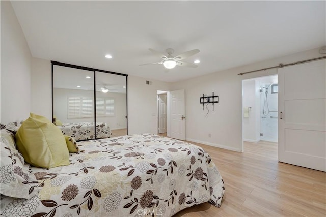 5110 Via Donaldo, Yorba Linda, CA 92886 - bedroom featuring a closet, light wood-style floors, recessed lighting, baseboards, and a ceiling fan