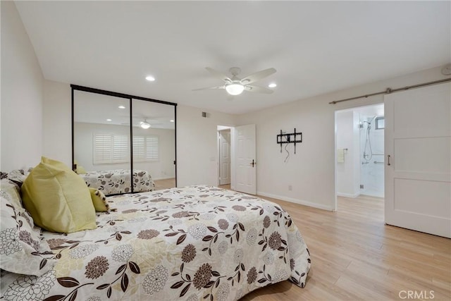 5110 Via Donaldo, Yorba Linda, CA 92886 - bedroom with a closet, light wood-style floors, recessed lighting, and ceiling fan