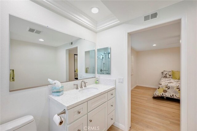 5110 Via Donaldo, Yorba Linda, CA 92886 - full bathroom featuring vanity, wood finished floors, recessed lighting, and ensuite bathroom