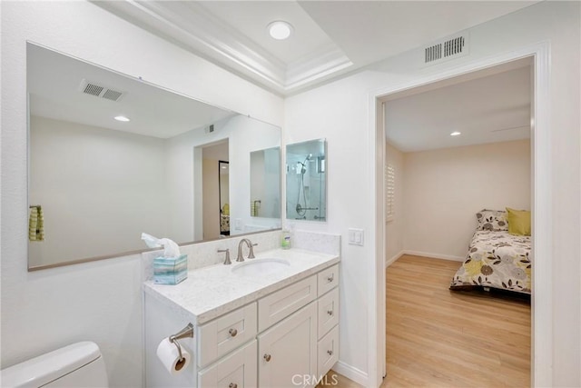 5110 Via Donaldo, Yorba Linda, CA 92886 - ensuite bathroom with vanity, wood finished floors, and recessed lighting
