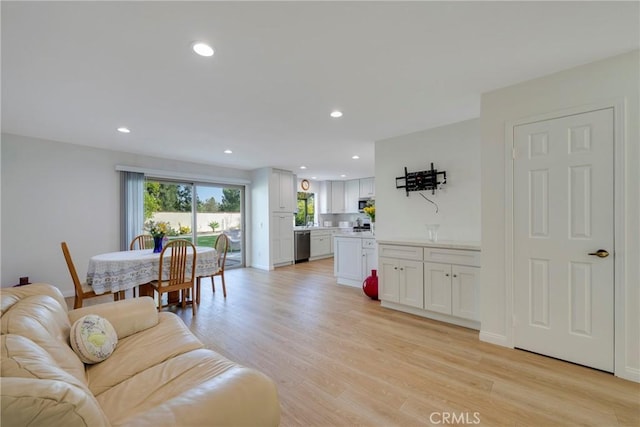 5110 Via Donaldo, Yorba Linda, CA 92886 - living room featuring light wood-type flooring, recessed lighting, and baseboards