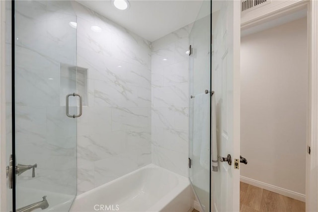 5110 Via Donaldo, Yorba Linda, CA 92886 - bathroom with shower / bath combination with glass door and wood finished floors