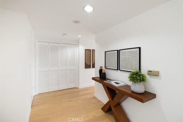 850 E Ocean Blvd Unit 602, Long Beach, CA 90802 - hallway with recessed lighting and light wood-style flooring