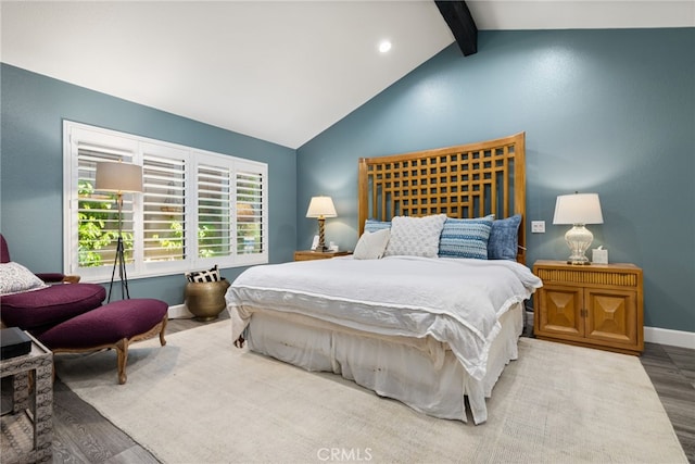bedroom featuring wood finished floors, baseboards, and recessed lighting