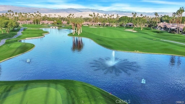 surrounding community featuring a water and mountain view and view of golf course