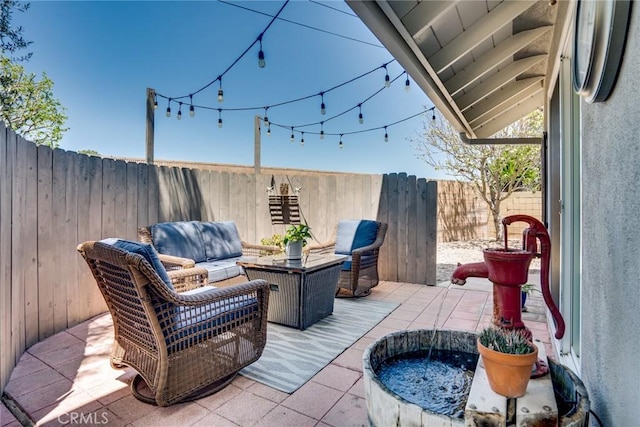 17301 Elsinore Cir, Huntington Beach, CA 92647 - view of patio featuring a fenced backyard, outdoor lounge area, and a grill