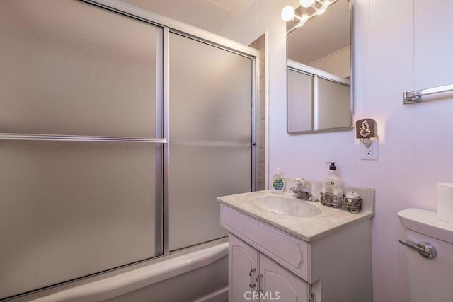 42759 Peregrine Ave, Big Bear Lake, CA 92315 - full bathroom with toilet, vanity, and shower / bath combination with glass door
