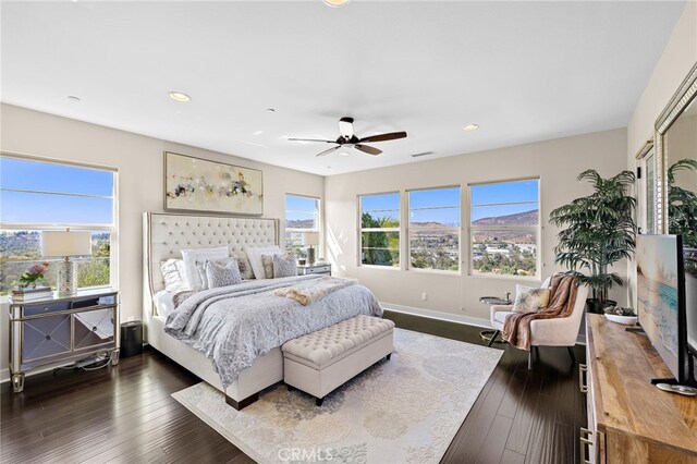 7051 Sitio Caliente, Carlsbad, CA 92009 - bedroom with recessed lighting, dark wood-type flooring, and a ceiling fan